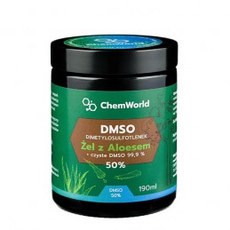 Żel DMSO 99,9%, Moc 50% z Aloesem 99% natura 190 ml