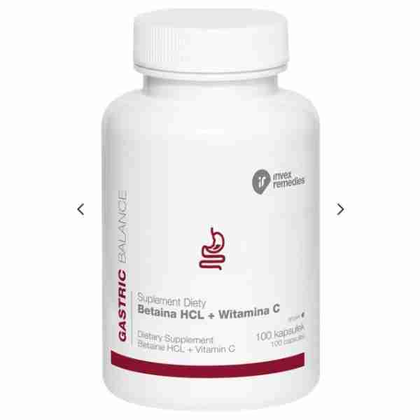 Betaina HCL , witamina C - 100 kapsułek