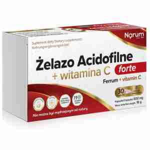 Narum Żelazo Acidofilne + witamina C 600 mg, 30 kapsułek