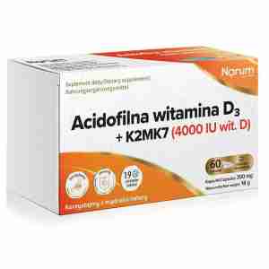 Acidofilna witamina D3 + K2Mk7 (4 000 IU wit. D), 60 kapsułek